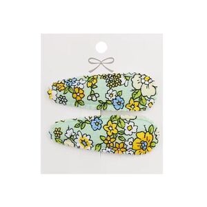 Pale Green Floral Hair Clips, Two on Card